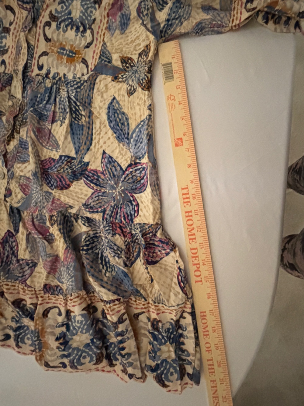 Made in Italy Bohemian Floral Tiered Mini Dress in Cream, Blue & Pink Women’s M - Picture 9 of 13